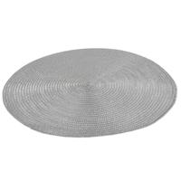 Placemat - metallic zilver - 38 cm - rond - geverfd jute - onderlegger