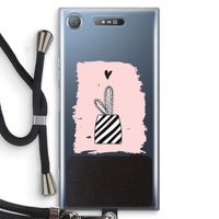 Zwart-wit cactus: Sony Xperia XZ1 Transparant Hoesje met koord
