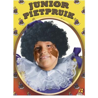 Verkleed pruik Piet - 2x stuks - voor kinderen - zwart - krullend haar - Sinterklaas verkleedkleding