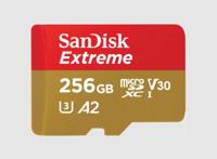 SanDisk Extreme microSDXC 256 GB geheugenkaart UHS-I U3, Class 10, V30, A2, incl. Adapter