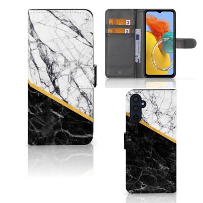 Samsung Galaxy M14 | Bookcase | Marmer Wit Zwart - Origineel Cadeau Man