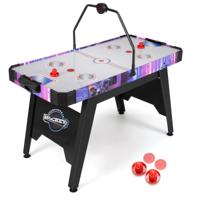 144 cm Airhockey-tafel Airhockey-arcade Speeltafel met Krachtige 12V Motor en LED Digitale Display Zwart