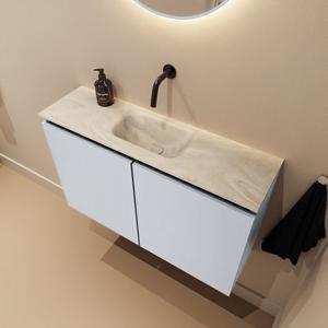 Toiletmeubel Mondiaz Ture Dlux | 80 cm | Meubelkleur Clay | Eden wastafel Ostra Midden | Zonder kraangat