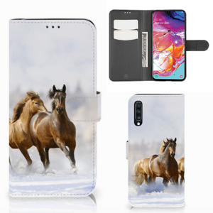 Samsung Galaxy A70 Telefoonhoesje met Pasjes Paarden