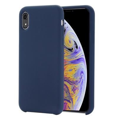 Four Corners volledige vloeibare siliconen geval terug beschermkap voor iPhone XR 6.1 inch(Blue)