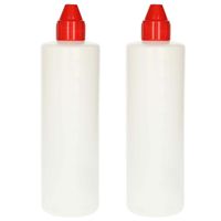 Doseerfles/sausfles - 2x stuks - kunststof - transparant - met schenktuit - 500 ml - 22 cm