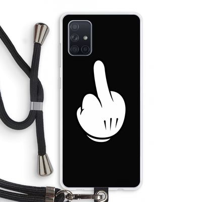 Middle finger black: Samsung Galaxy A71 Transparant Hoesje met koord