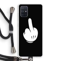 Middle finger black: Samsung Galaxy A71 Transparant Hoesje met koord