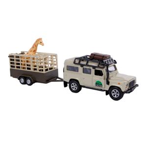 Kids Globe Globe Die-cast Land Rover met Giraffe-trailer, 29cm