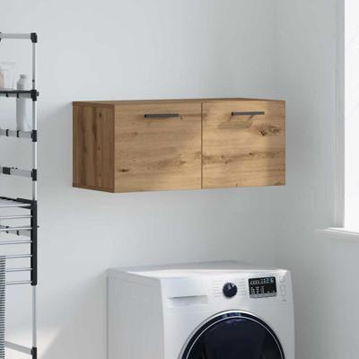 Wandkast artisanaal eikenkleurig 80 x 36.5 x 35 cm Bewerkt hout