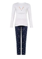 Happy Shorts Happy Shorts Dames Kerst Pyjama Shirt + Broek Gingerbread Wit / Blauw