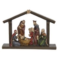 Complete kerststal met ster en inclusief kerstbeelden 20 cm - Kerststallen - thumbnail