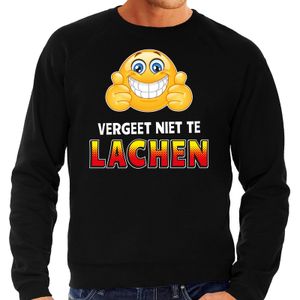 Funny emoticon sweater Vergeet niet te lachen zwart heren