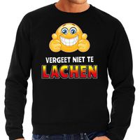 Funny emoticon sweater Vergeet niet te lachen zwart heren