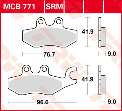 TRW Remblokken, en remschoenen voor de moto, MCB771SRM Sinter maxi scooter