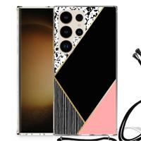 Samsung Galaxy S24 Ultra Shockproof Case Zwart Roze Vormen