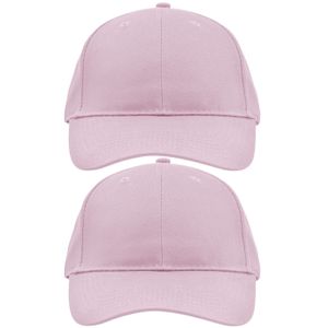 2x stuks 6-panel baseball lichtroze caps voor volwassenen