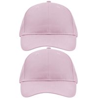 2x stuks 6-panel baseball lichtroze caps voor volwassenen - thumbnail