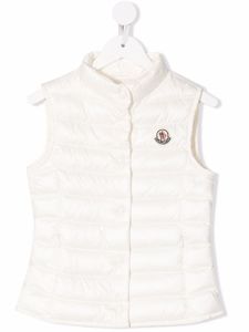 Moncler Enfant gilet matelassé à patch logo - Blanc