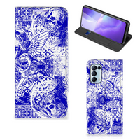 Mobiel BookCase OPPO Find X3 Lite Angel Skull Blauw - thumbnail