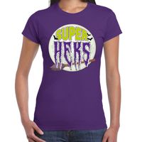 Halloween Super heks verkleed t-shirt paars voor dames - thumbnail