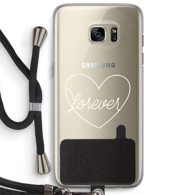 Forever heart pastel: Samsung Galaxy S7 Edge Transparant Hoesje met koord