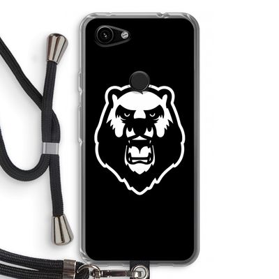 Angry Bear (black): Pixel 3a Transparant Hoesje met koord