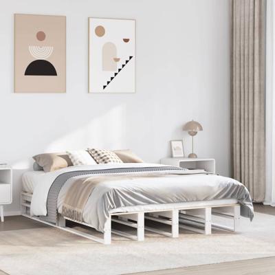 Bedframe zonder matras massief grenenhout wit 150x200 cm