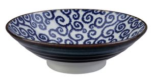 Blauw-witte keramische kom - Ten Karakusa - 1400ml - 24.5 x 7.5cm