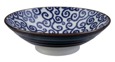 Blauw-witte keramische kom - Ten Karakusa - 1400ml - 24.5 x 7.5cm