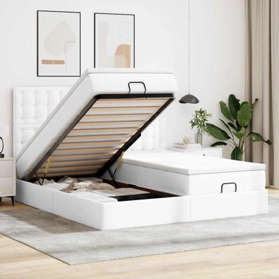 Ottoman bed met matrassen en LED's 200x200cm kunstleer