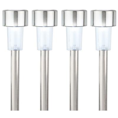 Lumineo Buiten/tuin Led prikstpot - 5x - RVS - zilver - solar verlichting - 24 cm