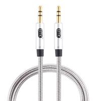 EMK 3 5 mm male naar Male vergulde plug katoen gevlochten audio kabel voor spreker/notebooks/koptelefoon lengte: 1M (grijs)
