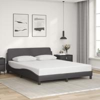 Bedframe met hoofdbord kunstleer grijs 160x200 cm - thumbnail