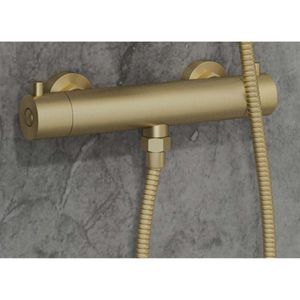 Douchekraan SaniClear Brass | Opbouw | Thermostaatkraan | 1-weg | hoh 15 cm | 2-knops | Rond | Goud