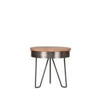 LABEL51 Bijzettafel Saran - Grijs - Mangohout - 44 cm - Rond