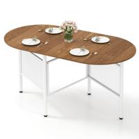 Opklapbare Eettafel voor 6-8 Personen Ruimtebesparende Keukentafel met Klapfunctie Metalen Poten en Ruim Tafelblad Ovale Eettafel voor de Woonkamer 150 x 80 x 76 cm-Naturel