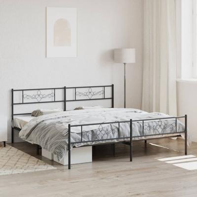 Bedframe met hoofd- en voeteneinde metaal zwart 193x203 cm