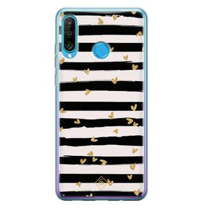 Huawei P30 Lite siliconen telefoonhoesje - Hart streepjes