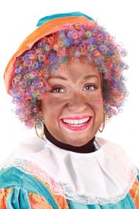 Pruik Piet kroes regenboog