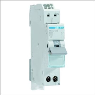 Hager automaat 16A 1 fase B 1P+N1 MHS516