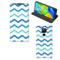 Xiaomi Redmi Note 9 Hoesje met Magneet Zigzag Blauw