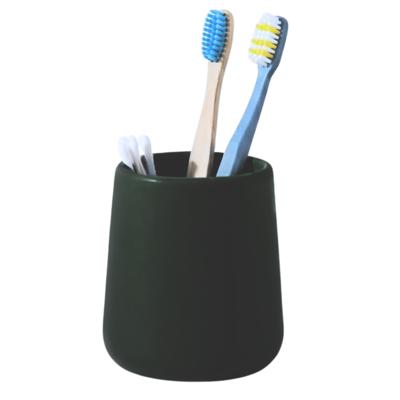 Badkamer beker / tandenborstelhouder Earth Serie - Keramiek - donkergroen - 8 x 10 cm Badkamer beker / tandenborstelhouder Earth Serie - Keramiek - donkergroen - 8 x 10 cm