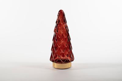 Tree Glass 10,5X24,5Cm Burgundy With Golden Base 10Led - Annas collection
