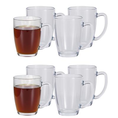 Excellent Houseware Theeglazen - 8x - 400 ml - H12 cm - gehard glas - koffieglas