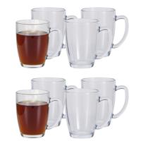 Excellent Houseware Theeglazen - 8x - 400 ml - H12 cm - gehard glas - koffieglas