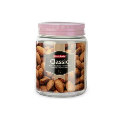 Plasticforte keuken voorraadpot - weckpot - roze - 1 liter - kunststof Plasticforte keuken voorraadpot - weckpot - roze - 1 liter - kunststof