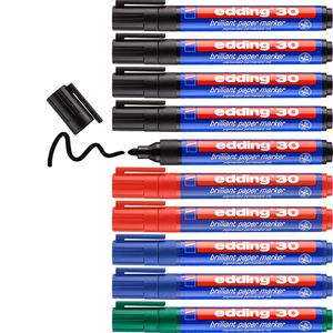 edding 30 brilliant paper marker assorti - ronde punt - 1,5-3 mm - doos 10 stuks