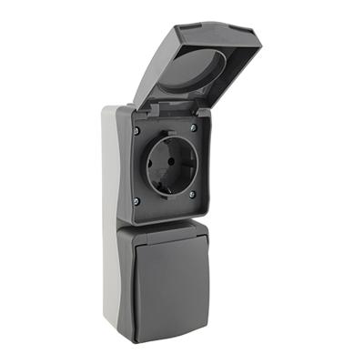 Buitenstopcontact dubbel opbouw IP54 spatwaterdicht