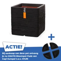 Pot vierkant Rib NL l30xb30xh30 zwart